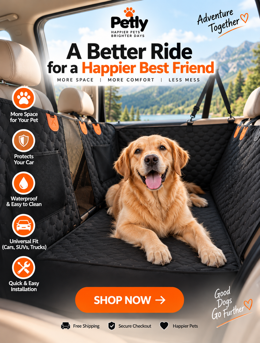 Mesh window on dog car seat extender for airflow and visibility