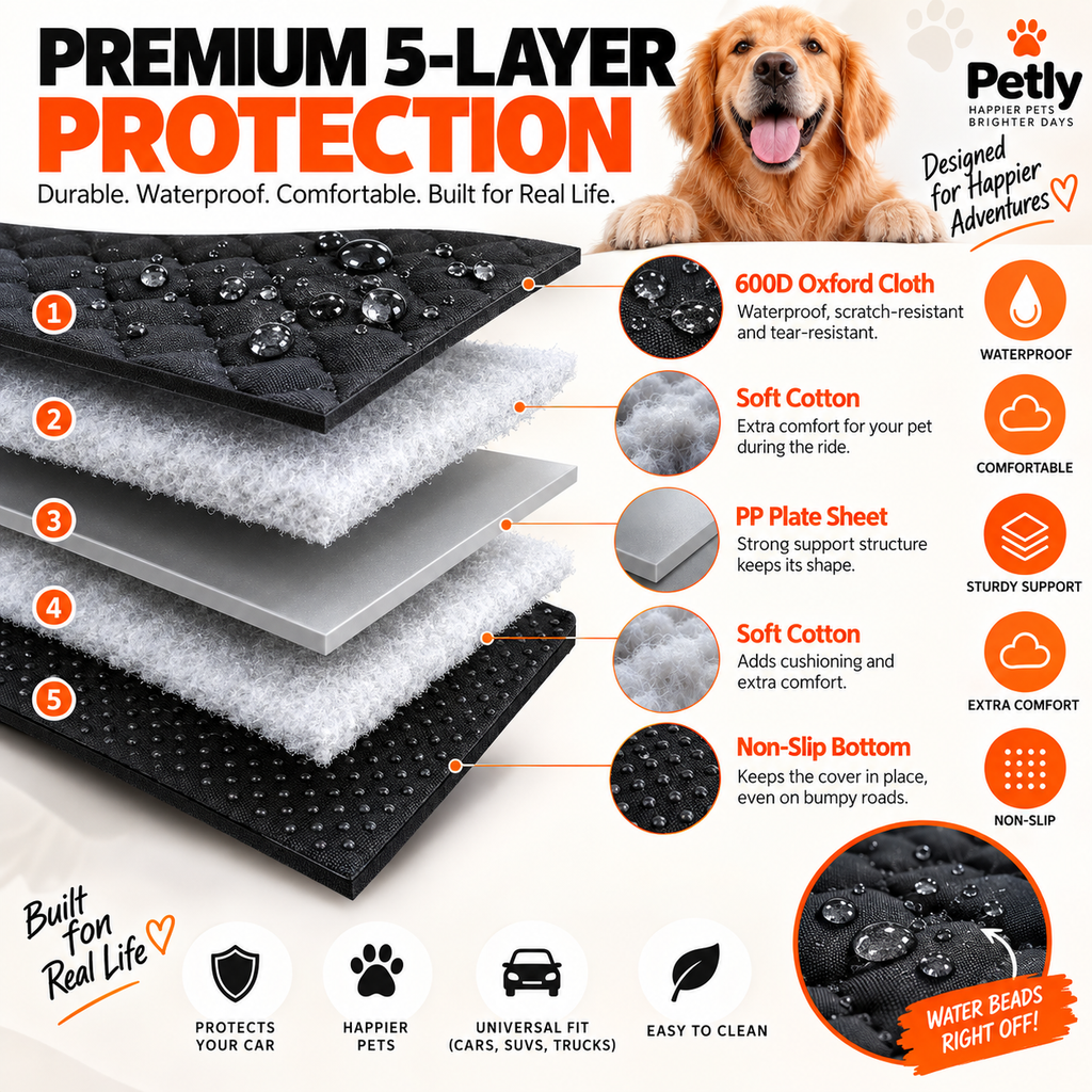Waterproof 600D Oxford dog seat cover with hard-bottom platform