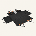 Petly hard-bottom dog car seat extender installed across a car back seat